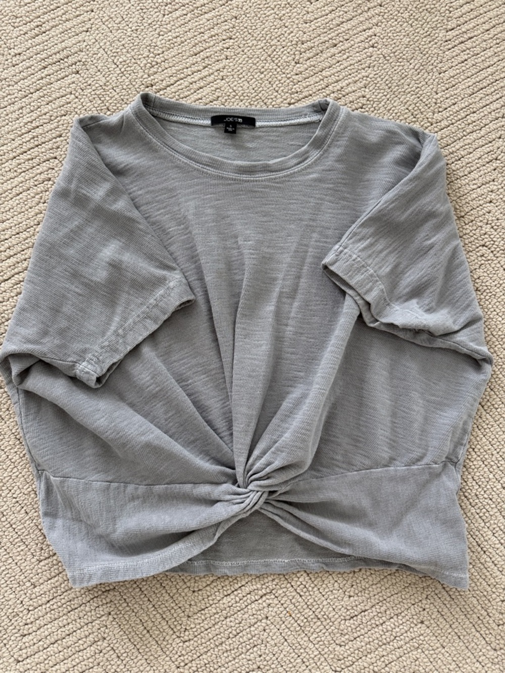 Joe's Jeans Gray Knot-Front Short Sleeve Tee